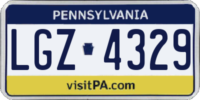 PA license plate LGZ4329
