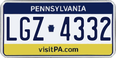 PA license plate LGZ4332