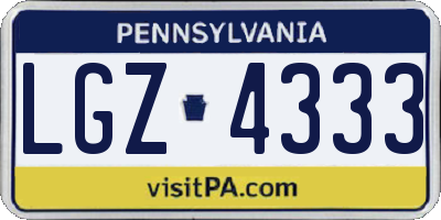 PA license plate LGZ4333