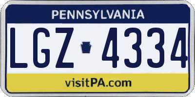 PA license plate LGZ4334