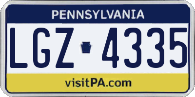 PA license plate LGZ4335