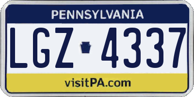 PA license plate LGZ4337