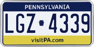 PA license plate LGZ4339