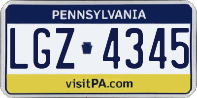 PA license plate LGZ4345