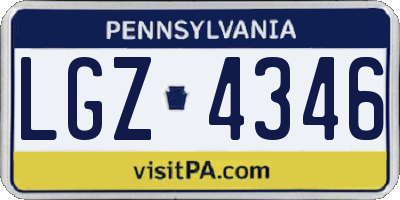 PA license plate LGZ4346