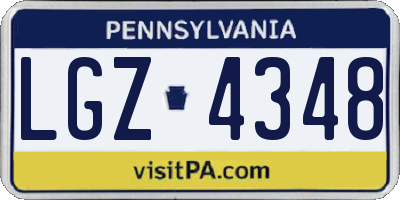 PA license plate LGZ4348