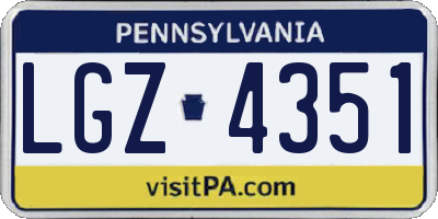 PA license plate LGZ4351