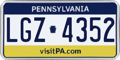 PA license plate LGZ4352