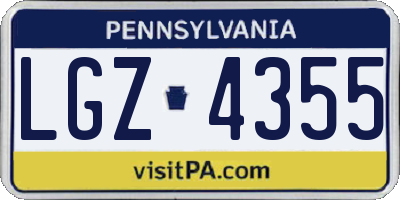 PA license plate LGZ4355