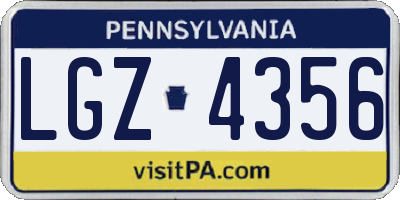 PA license plate LGZ4356