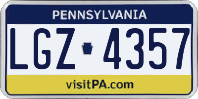PA license plate LGZ4357