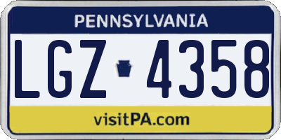PA license plate LGZ4358
