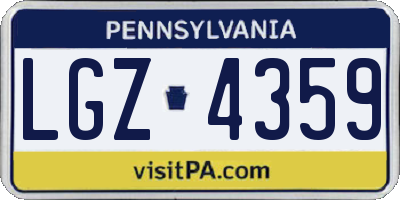 PA license plate LGZ4359