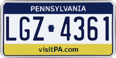 PA license plate LGZ4361