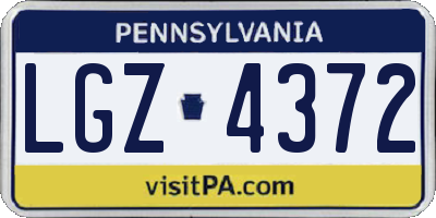 PA license plate LGZ4372