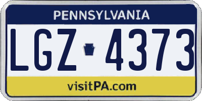 PA license plate LGZ4373