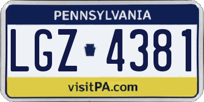 PA license plate LGZ4381