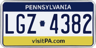 PA license plate LGZ4382