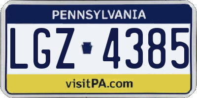 PA license plate LGZ4385
