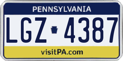 PA license plate LGZ4387
