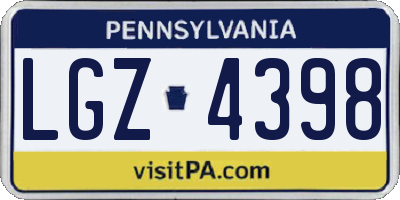 PA license plate LGZ4398