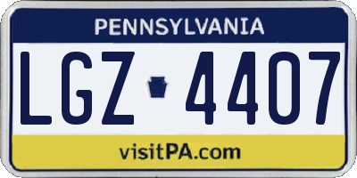 PA license plate LGZ4407