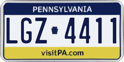 PA license plate LGZ4411