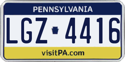 PA license plate LGZ4416
