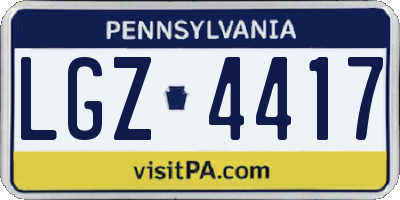 PA license plate LGZ4417