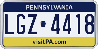 PA license plate LGZ4418