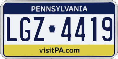 PA license plate LGZ4419