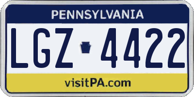 PA license plate LGZ4422