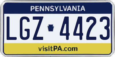 PA license plate LGZ4423