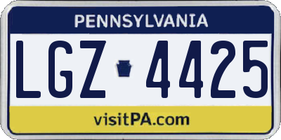 PA license plate LGZ4425