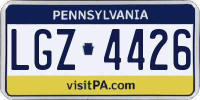 PA license plate LGZ4426