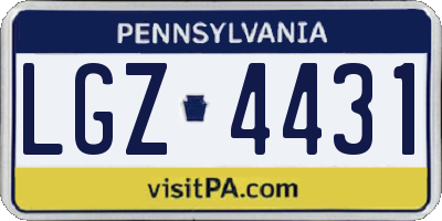PA license plate LGZ4431