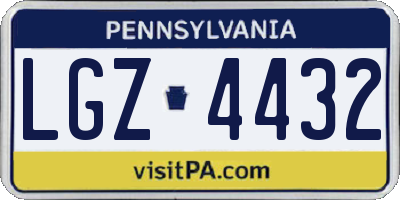 PA license plate LGZ4432