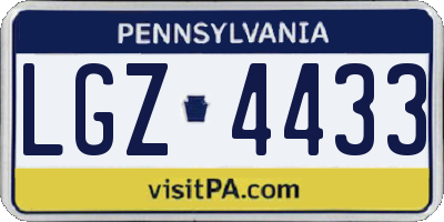 PA license plate LGZ4433