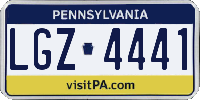 PA license plate LGZ4441