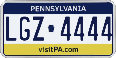 PA license plate LGZ4444