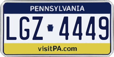PA license plate LGZ4449