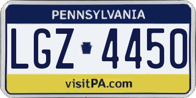 PA license plate LGZ4450