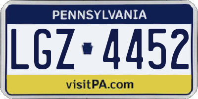 PA license plate LGZ4452