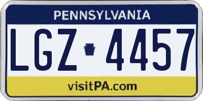 PA license plate LGZ4457