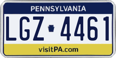 PA license plate LGZ4461