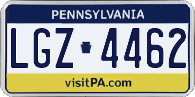 PA license plate LGZ4462