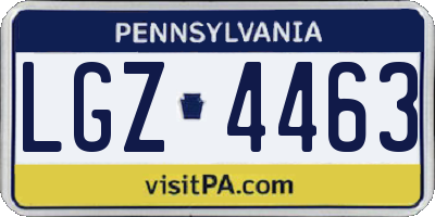 PA license plate LGZ4463