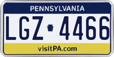 PA license plate LGZ4466