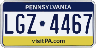PA license plate LGZ4467