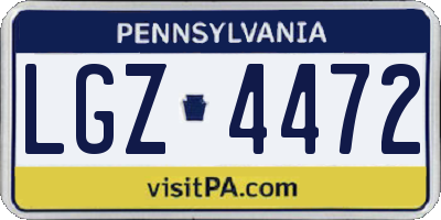 PA license plate LGZ4472